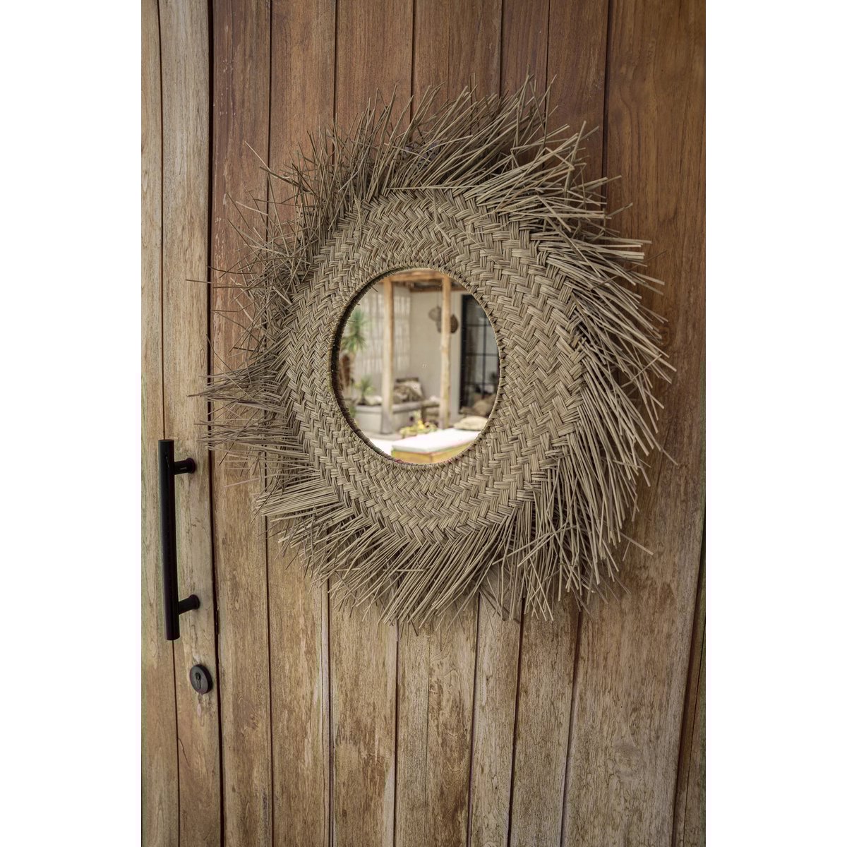 Rotan Spiegel - Natuurlijke Elegantie & Boho Stijl - 65x65 cm Decoratie Spiegel Bazar Bizar Living 