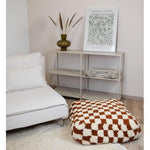 Khayma Vloerkussen - Handgemaakt Marokkaans Oranje & Wit Vloerkussen Poufs & Pillows 