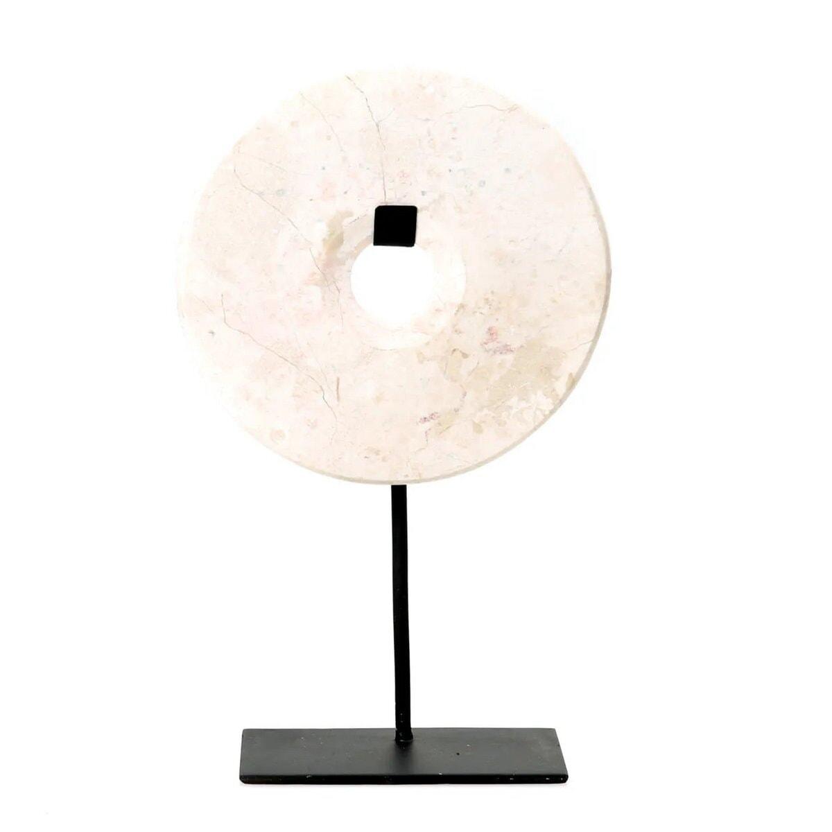 The Marble Disc on Stand - Wit - L Decoratie Bazar Bizar Living 