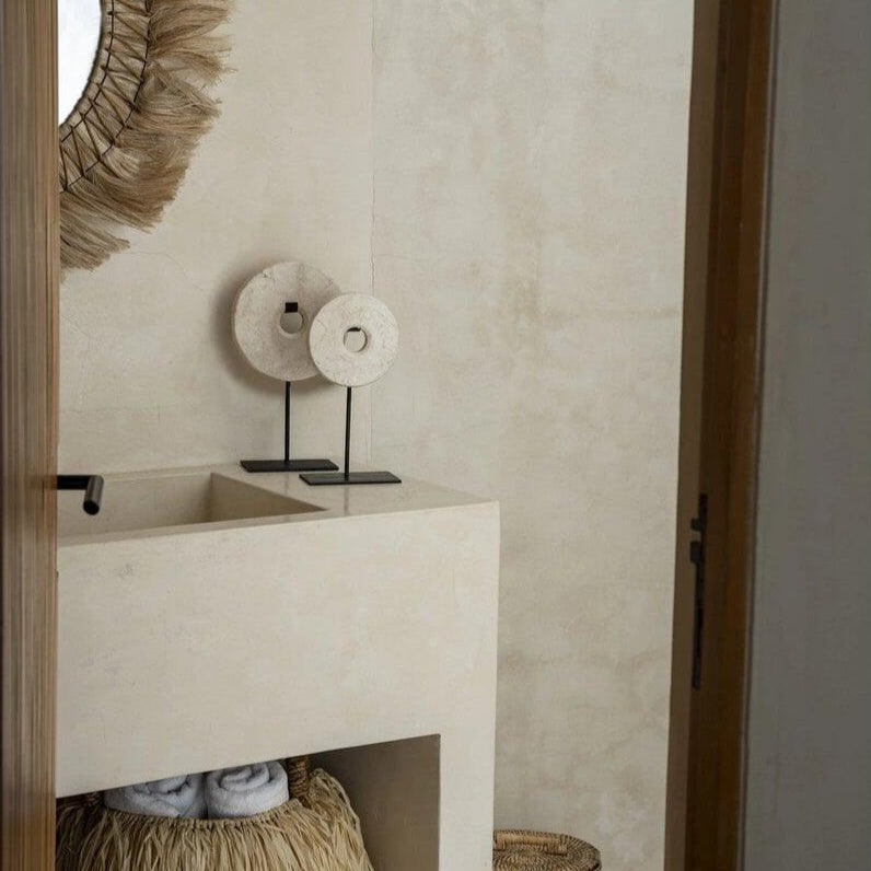 The Marble Disc on Stand - Wit - S Decoratie Bazar Bizar Living 