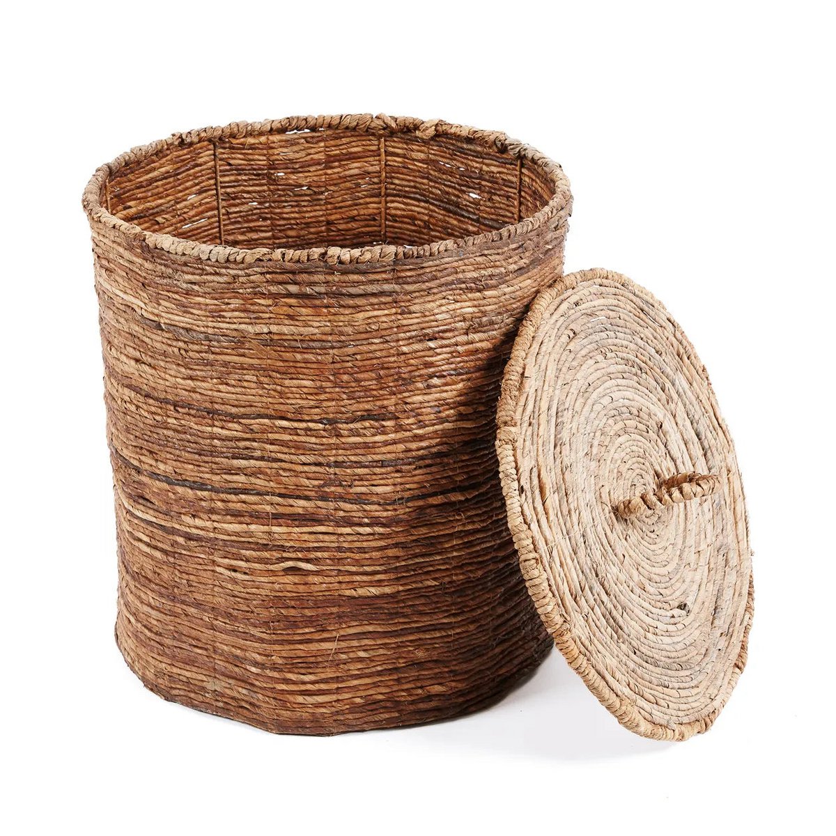 Batul Mand maat L rechtopstaand met losse gevlochten deksel, natuurlijk opbergmand voor woondecoratie