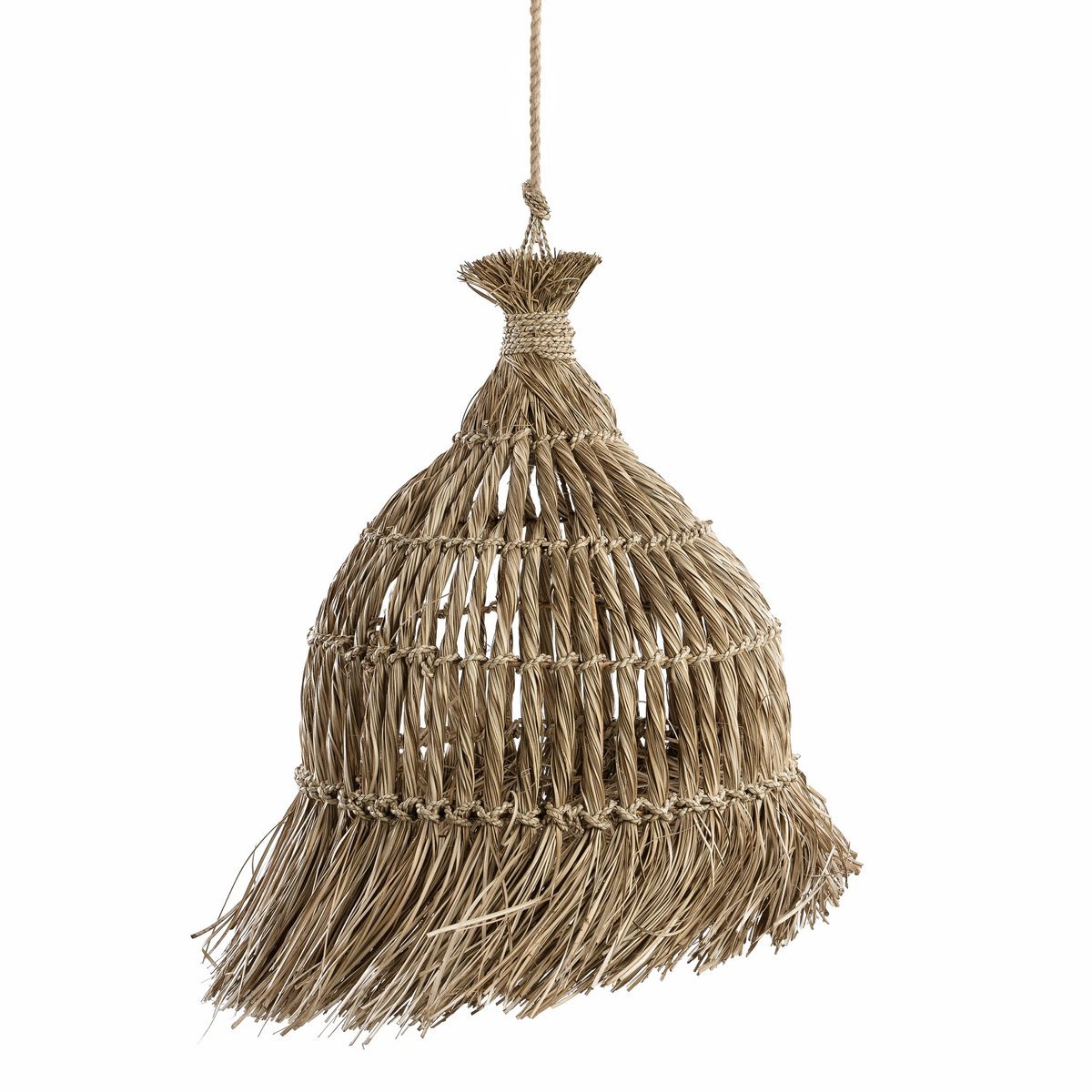 Boho hanglamp Maraluna van natuurlijk mendonggras, handgemaakt en sfeervol