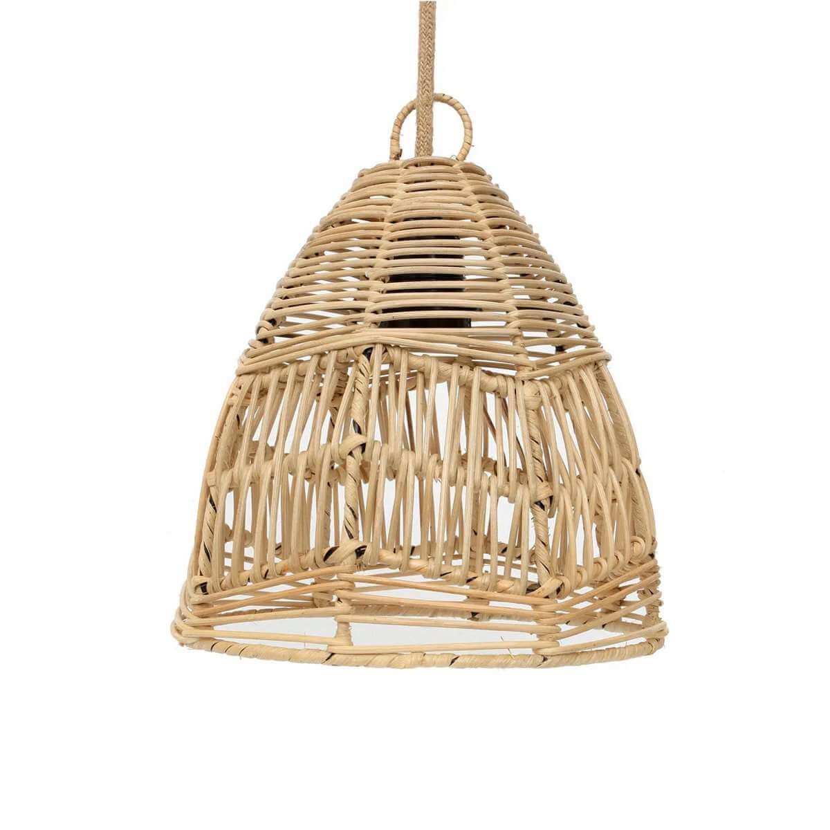 Handgemaakte rotan hanglamp Bulu Ayu voorzijde, boho stijl