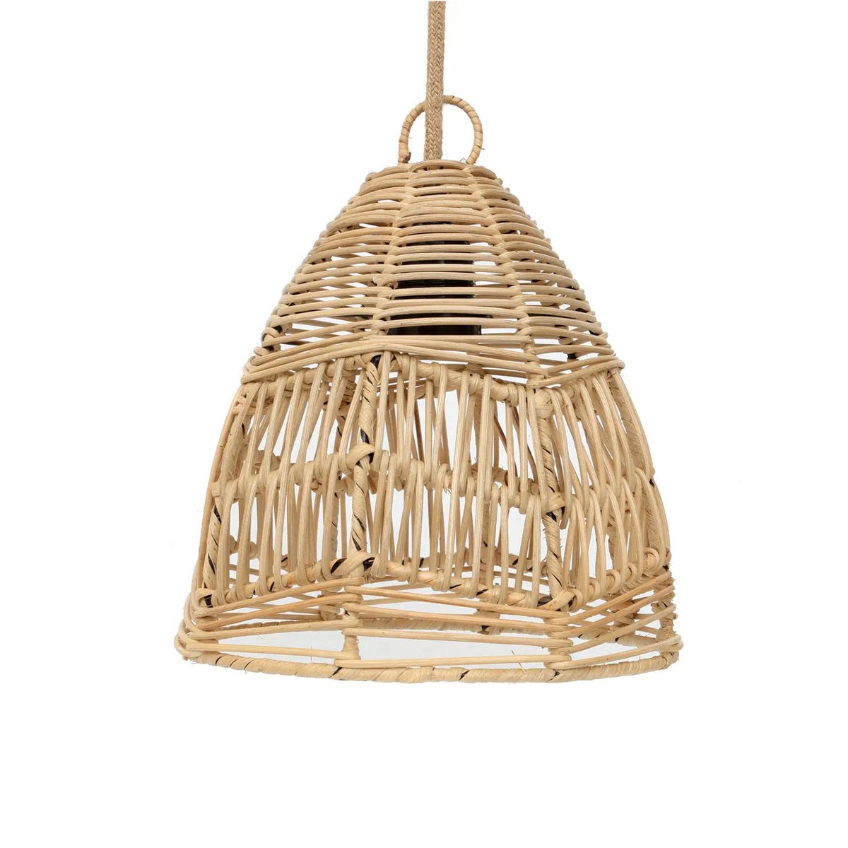 Handgemaakte rotan hanglamp Bulu Ayu voorzijde, boho stijl