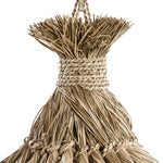 Detail van boho hanglamp Maraluna met gevlochten bovenkant van natuurlijk mendonggras