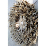 Grijze Bohemian Wanddisplay met Veren Maat L Decoratie Bazar Bizar Living 