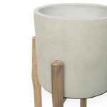 Elegante Terracotta Plantenbak met Teakhout - Grijs 30x30x68 cm - Bali Plantenbak Bazar Bizar Living 