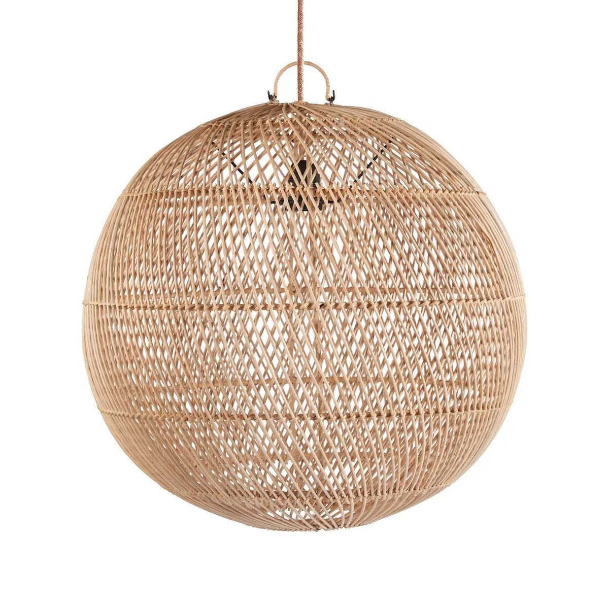 Bolvormige Ibiza Bubble hanglamp van rotan, maat M (45 cm), perfect voor bohemian en moderne interieurs