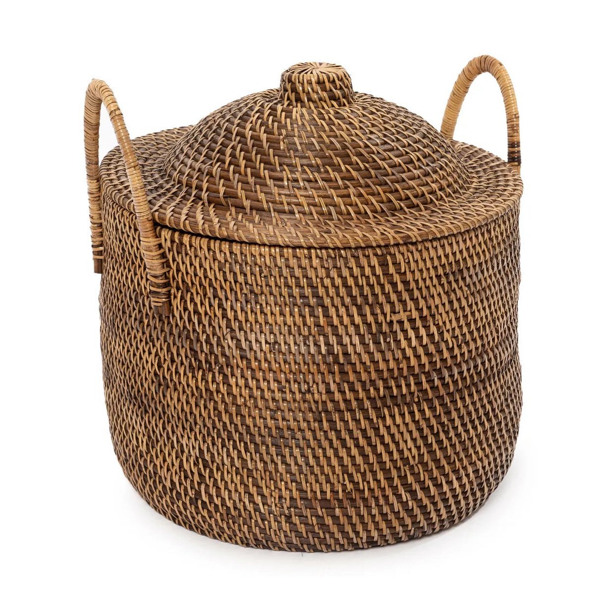 Java rotan mand met deksel en handgrepen – handgemaakt, ruim en stijlvol
