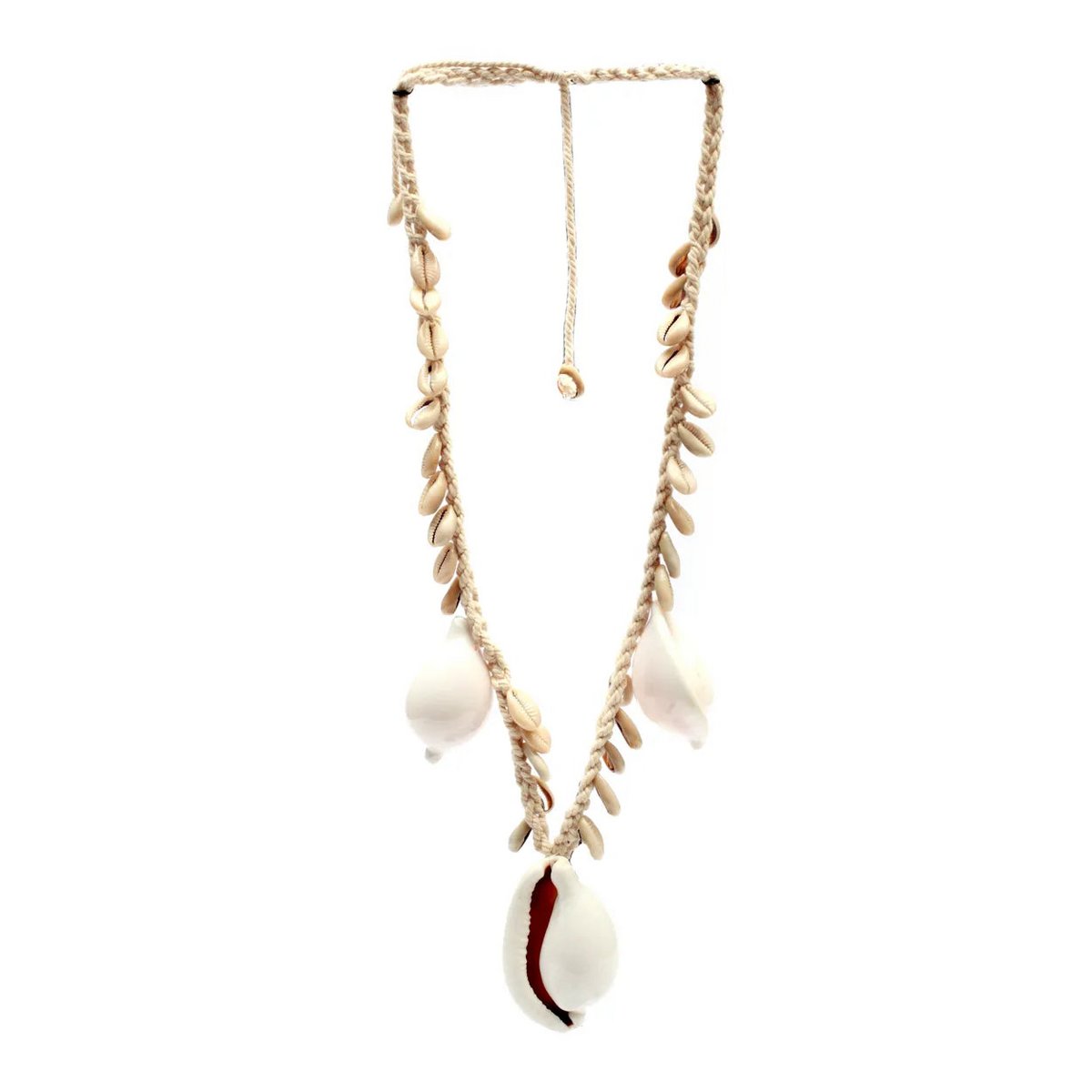kauri ketting van schelpen en gevlochten touw – boho stijl