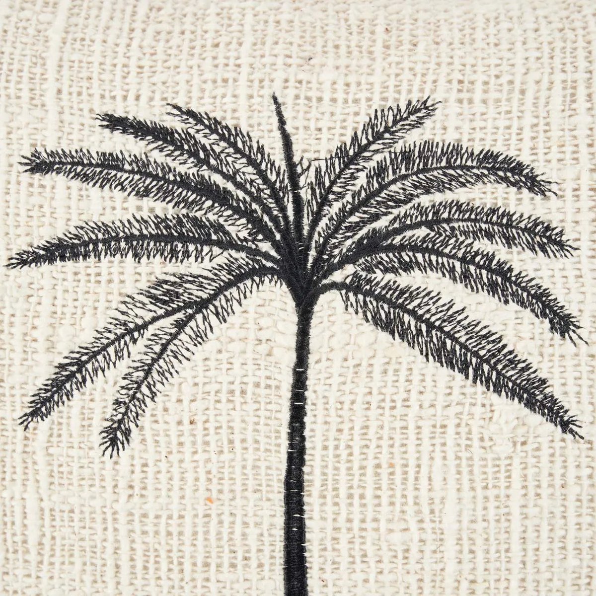 Close-up van het palmbladontwerp op de Laguna Palm Kussenhoes