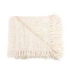 Handgeweven Safi Deken in beige, Marokkaanse deken met zachte structuur.