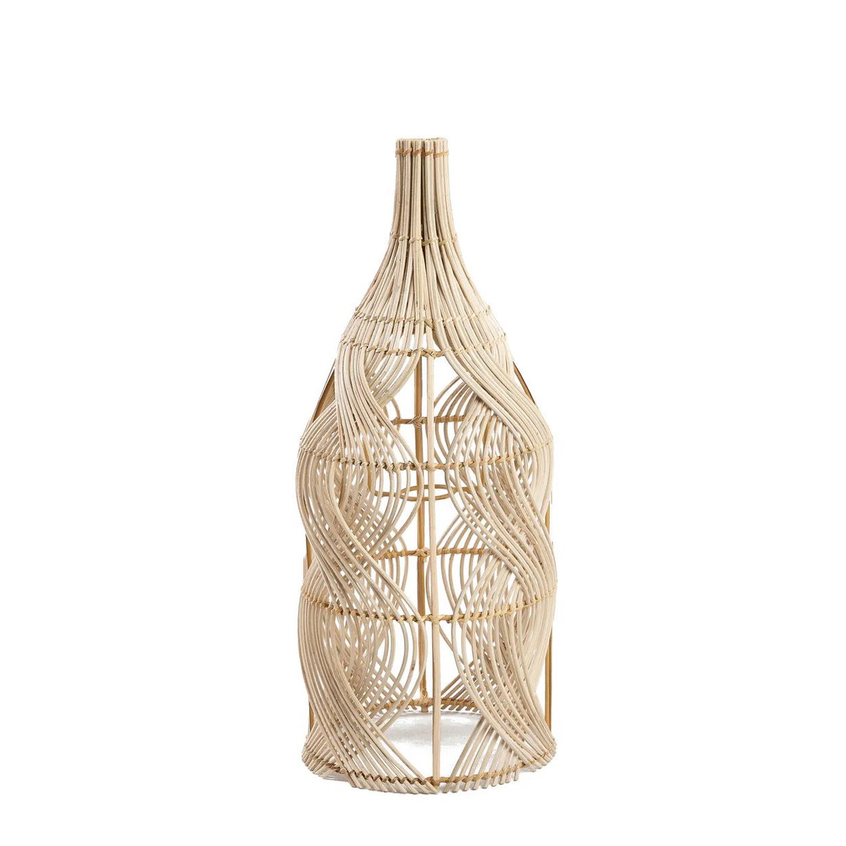 Zahara rotan hanglamp in maat M, handgemaakt met golvend gevlochten design in bohemian stijl