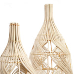 Detail van de bovenkant van Zahara rotan hanglampen met gevlochten naturel rotan